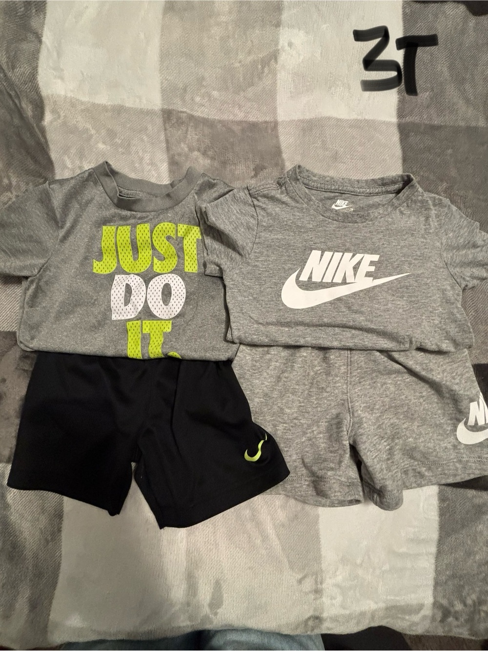 Nike Toddler Athletic Sets - Gray, Black & Neon Yellow Accents